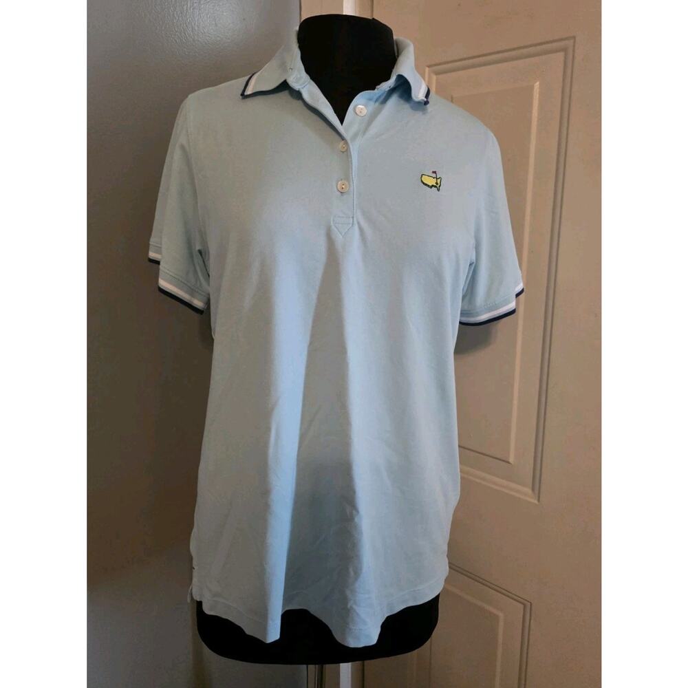 Magnolia Lane Womans Golf Shirt Blue Masters Logo Cotton Polo Size L